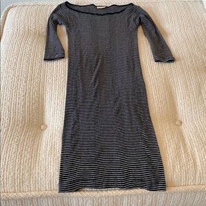 Navy and white striped long dress